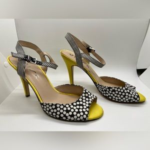 Unisa Yellow Heel Sandal with Polka Dots Size 8.5M